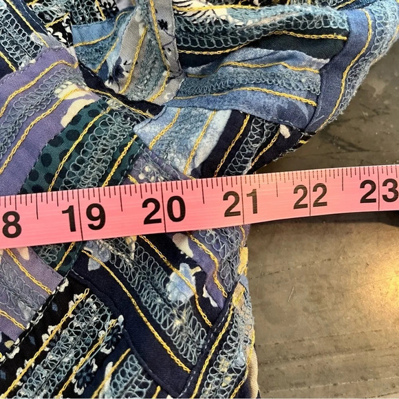 Vintage Soul Mates Blue Rayon Patchwork Jacket Metallic Threads Medium - Picture 6 of 8